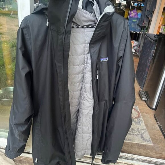 Patagonia 3 In 1 Snowbelle Jacket Womens XL Black Insulated H2NO Recco Ski - Picture 1 of 7